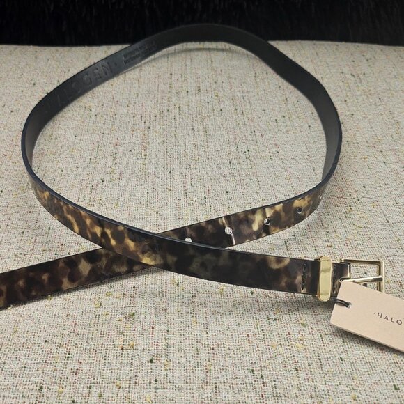 HALOGEN Women Waistband Animal Print Faux Leather Vegan Skinny Belt Size M 33in - Picture 10 of 11